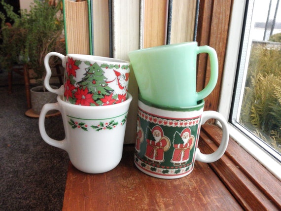 Vintage Christmas Ceramic Coffee Mugs Lot of 2