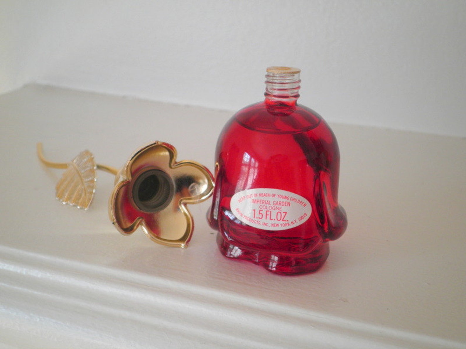 Vintage Avon Red Long Stemmed Rose Glass Perfume Bottle / | Etsy