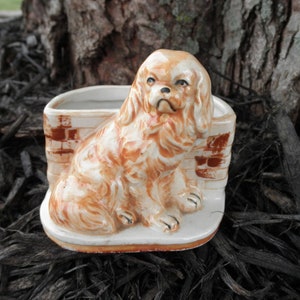 Vintage Dog Planter / Trinket Holder - Ceramic Shih Tzu Figurine Home Decor / Plant Holder New House / Holiday Dog Lover&#39;s Eco Pottery Gift