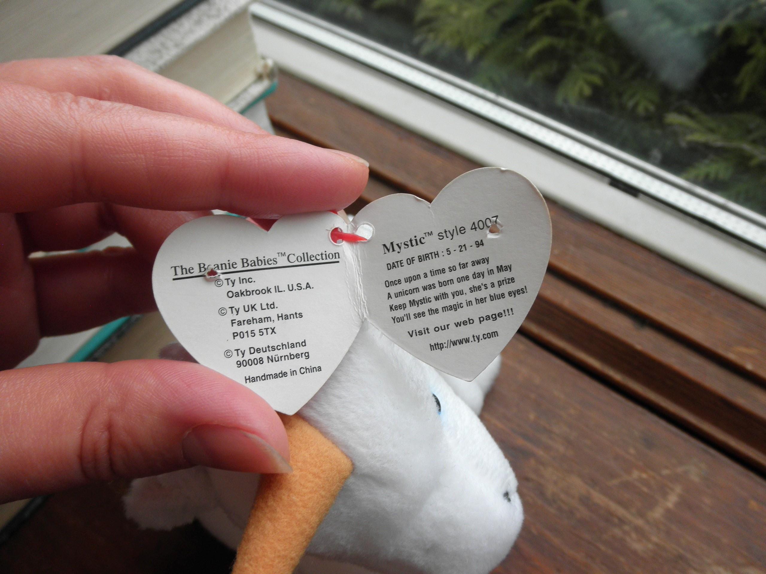Vintage 1993 Mystic Beanie Babies Style 4007 White Unicorn