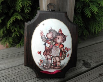 Vintage Hummel Kids Wall Plaque / Wall Art Hanging - Vintage Living Room Art Housewarming / Home Decor Eco Gift - Retro Kawaii Kids Wall Art