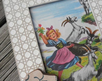 Heidi of the Mountains Framed Vintage Print, Retro Kids Room Decor