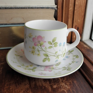 Vintage Flowers Tea Cup & Saucer Set, Clear Day Wildflowers Floral Pattern Mug + Plate, 1980s Noritake China Japan Cup/ Mug Eco Gift for Mom