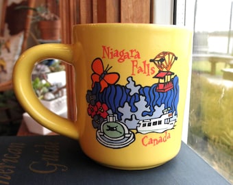 Vintage Niagara Falls Coffee Cup / Mug - Niagara Falls Canada Souvenir Mug - Retro Yellow Purple Orange Blue Ceramic Cup Eco Kitchen Gift