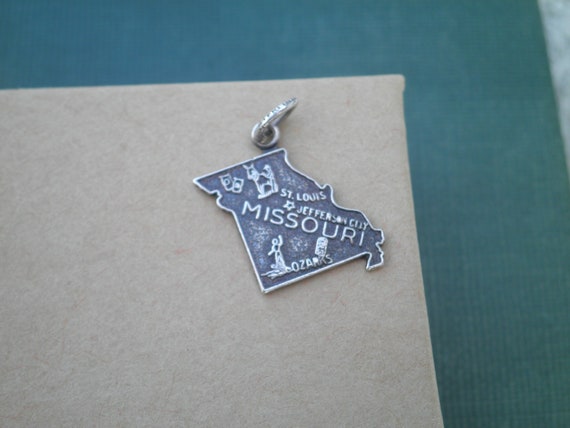 Missouri State Charm Antiqued Sterling Silver Missouri State Charm Antiqued Sterling Silver