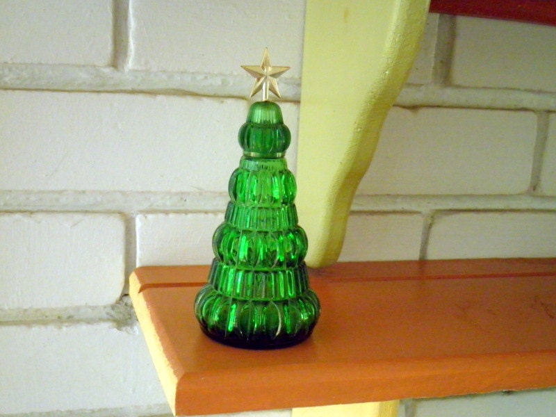 Vintage Avon Little Christmas Tree Green Glass Perfume Bottle Etsy