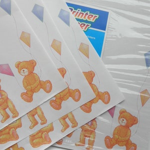 Papel de impressora de urso de pelúcia vintage-papel de urso retrô 1990s para escrita de cartas/reserva de sucata/festa de aniversário infantil/artesanato ecológico