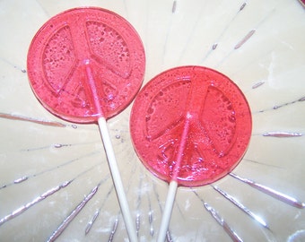 8 Peace Sign Lollipop Sucker Party Favor Candy 70's 60's