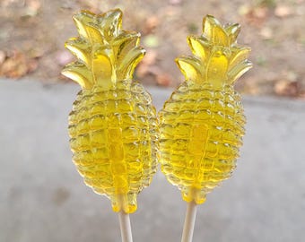 12 Juicy Pineapple Lollipops Tropical Luau Party Favor