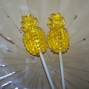 12 Juicy Pineapple Lollipops Tropical Luau Party Favor