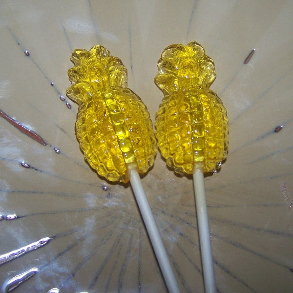 12 Juicy Pineapple Lollipops Tropical Luau Party Favor