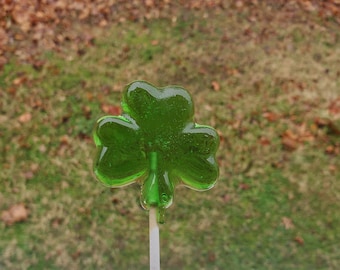 10 Shamrock 4 Leaf Clover Lucky St Patrick Lollipop Sucker Party Candy