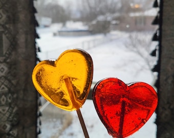 10 Thick Heart Lollipops Sucker Candy Party Favor