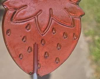 10 Big Strawberry Shaped Lollipops Sucker Party Favor