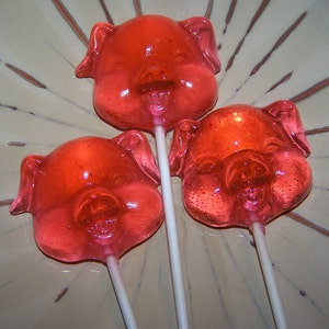 6 Cute Pig Piggie Lollipop Farm Birthday Party Favor
