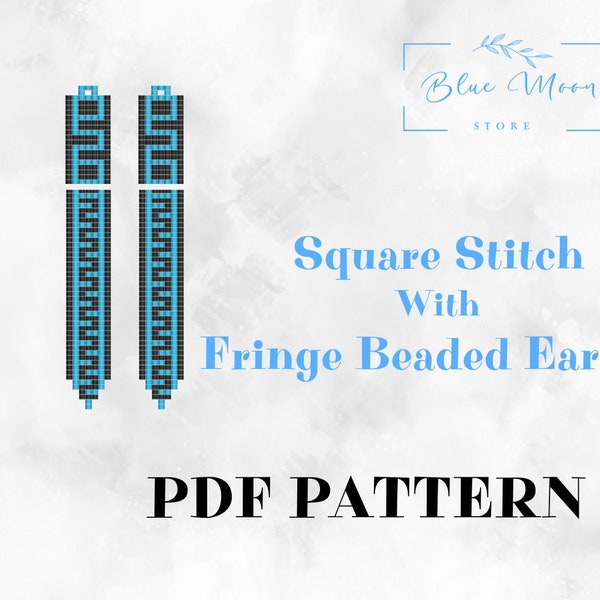 Beading Pattern - Fringe Earring - Seed bead earring - instant dowload - Miyuki Beading Pattern, Square Stitch & Fringe Beading Pattern