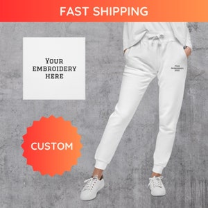 Custom Embroidered Fleece Sweatpants Tapered Unisex Joggers Personalised Initials Date Tracksuit Bottoms Customised Slim Fit Pants Etsy