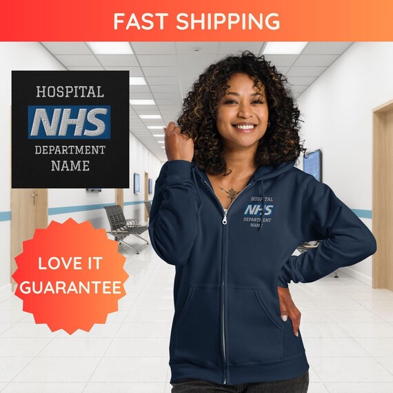 Buy NHS Blue Logo Full Zip Hoodie Personalised Zipped Unisex Jacket Customised Name Zip up Hood Sweater Custom Embroidered Zipper Hoodie Online in India Etsy