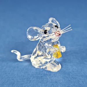 Swarovski Mouse With Cheese Figurine, Crystal Mouse, Collectors