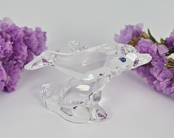 Swarovski Crystal Dolphin Baby, Vintage Swarovski Small Dolphin on
