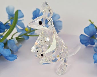 Swarovski Crystal Kangaroo and Baby Joey Ornament, Vintage 1994 Swarovski Kangaroo Ornament, Collectible 181756 (SB29)