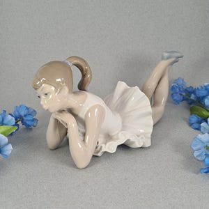 Lladro Nao &#39;Pensive Ballerina&#39; Figurine 00149, Vintage Spanish Porcelain Ornament, Lladro Ballet Dancer, Retired Figurine