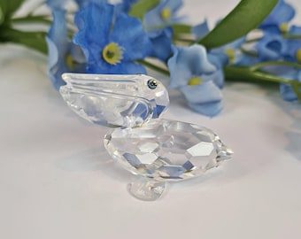 Swarovski Crystal Pelican Ornament, Vintage Swarovski Pelican Figurine, Retired Design 171899 (S4)