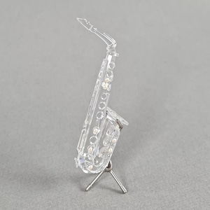 Swarovski Saxophone Figurine, Crystal Musical Instrument Ornament, Collectors Swarovski 211728 (SB62)