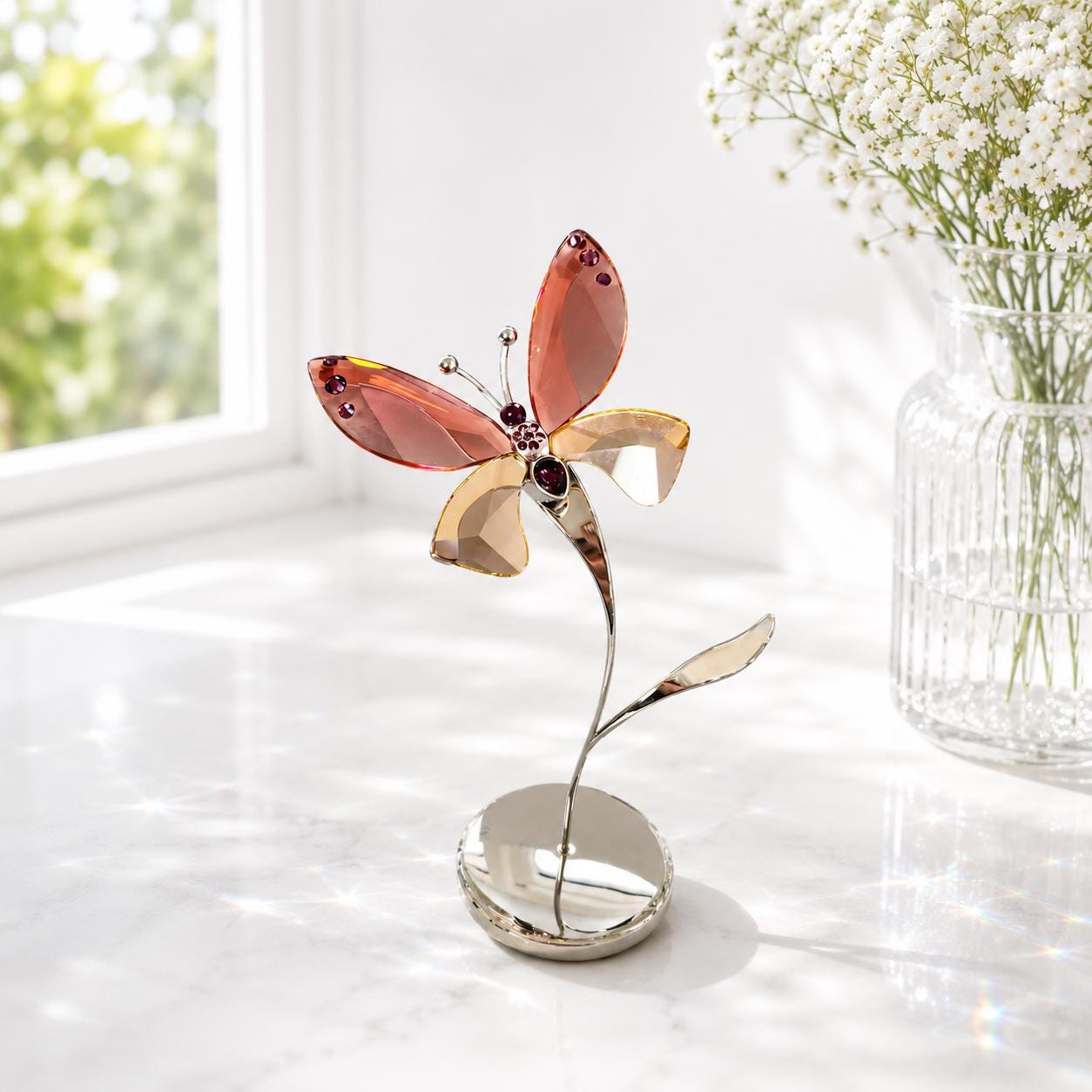Swarovski Crystal Butterfly Figurine, Rare Azua Padparadscha
