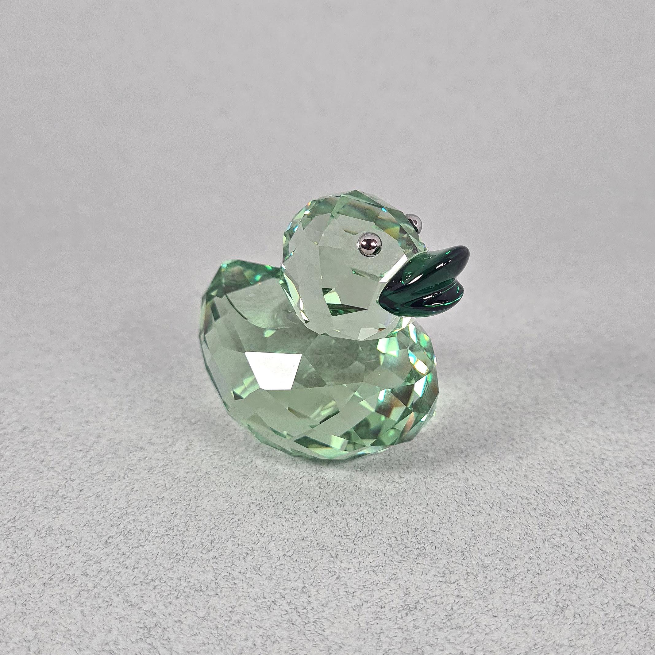 Vintage Swarovski Crystal Happy Birthday Green Duck Figurine