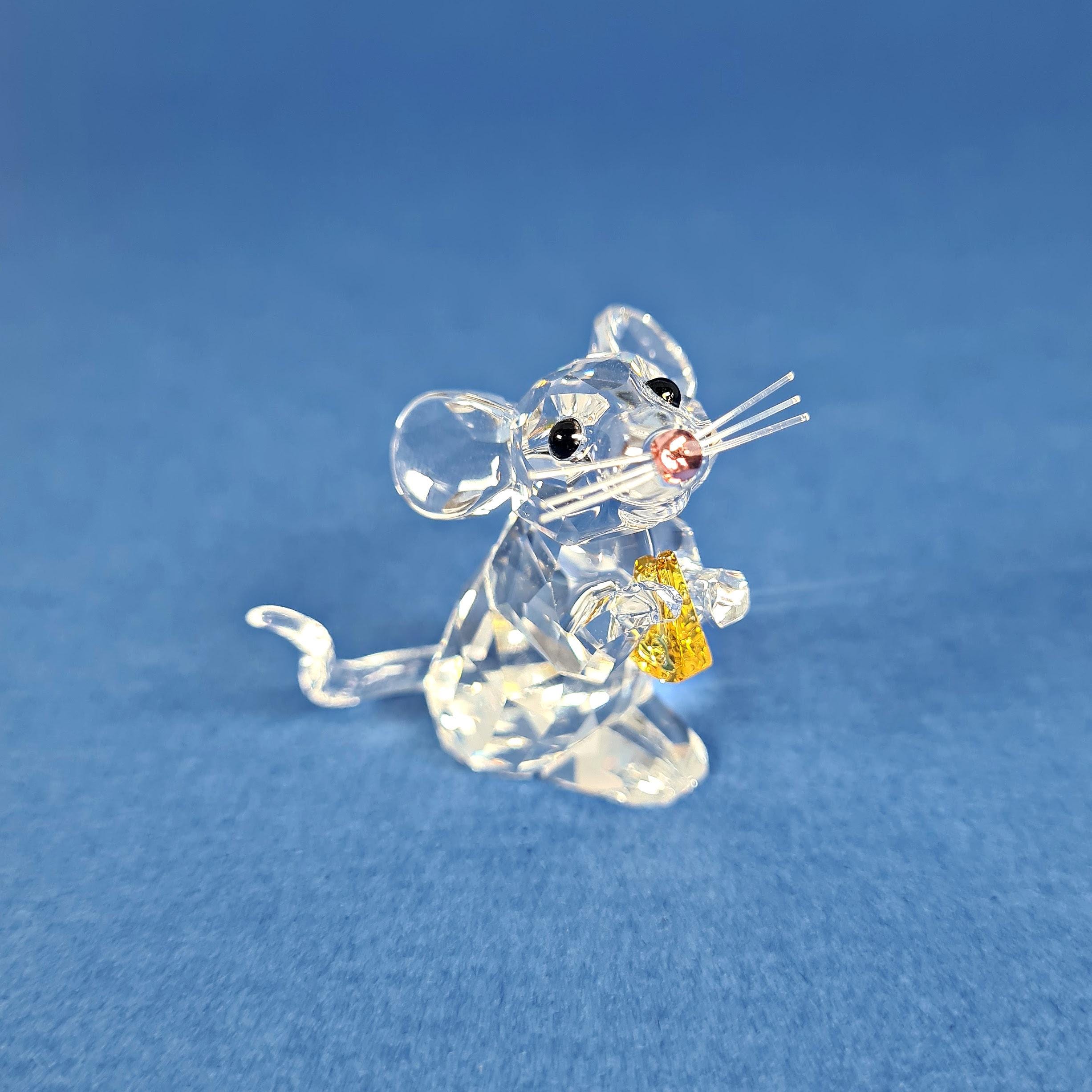 Swarovski Mouse With Cheese Figurine, Crystal Mouse, Collectors