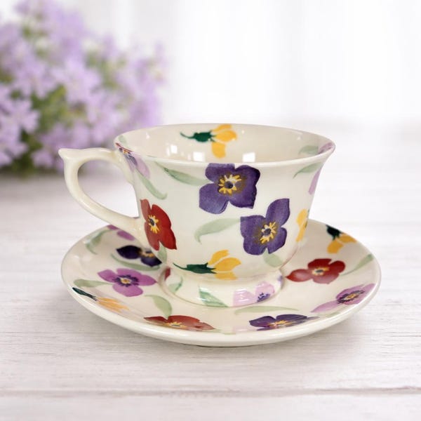 Vintage Emma Bridgewater Large Cup & Saucer | Wallflower Design Rare