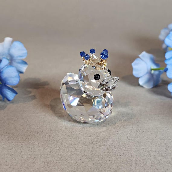 Swarovski Crystal Happy Duck Prince Blue Crown Figurine 1078533