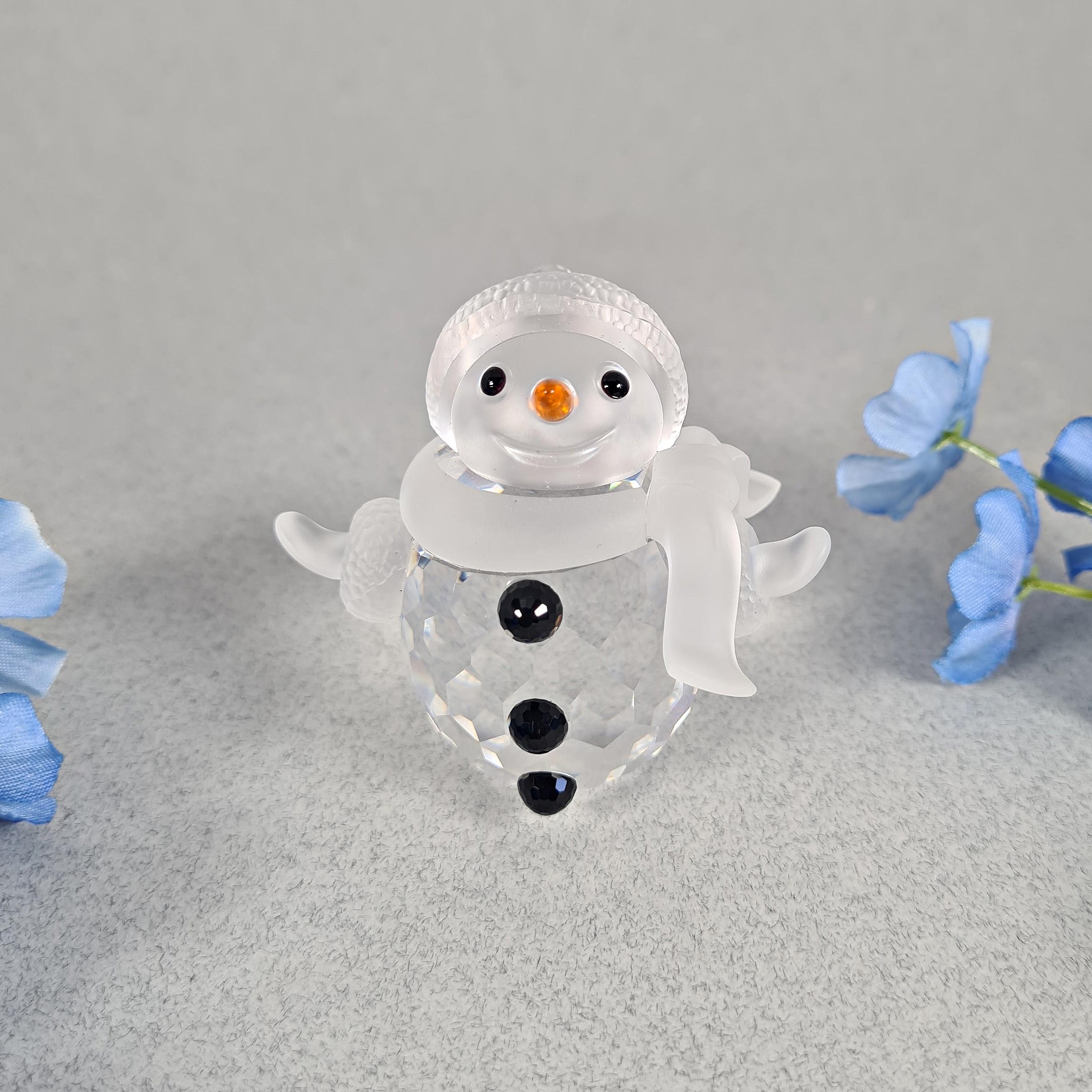 Swarovski Snowman Figurine, Crystal Christmas Snowman Ornament