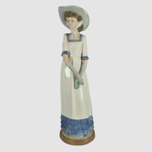 Vintage Nao By Lladro &#39;Louise&#39; Figurine, Country Girl in Summer Hat, Porcelain Spanish Ornament