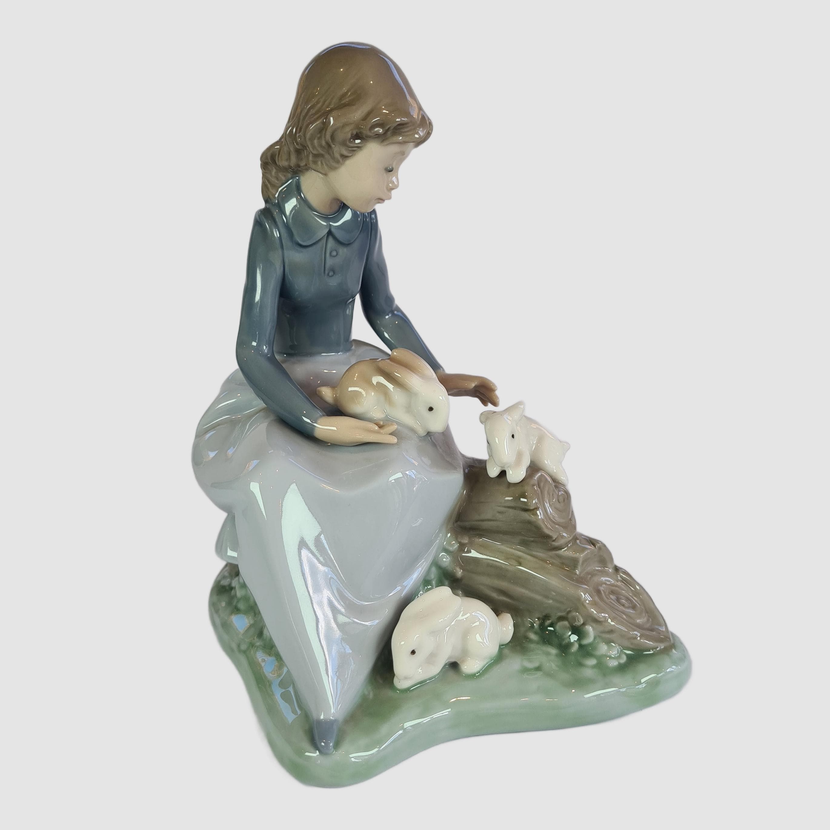 Vintage Nao by Lladro 'bunnies Garden' Figurine: Spanish Porcelain