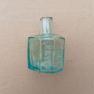 Scarce Circa 1900 Vintage Aqua Glass Eight Sided Advertising Ink Bottle, Inkwell  Writing Ink Pot, Shaw&#39;s Huddersfield (B3-4)