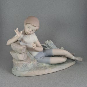 Vintage Rare Lladro &#39;A Rare Encounter&#39; Figurine, Gres Finish Lladro Ornament