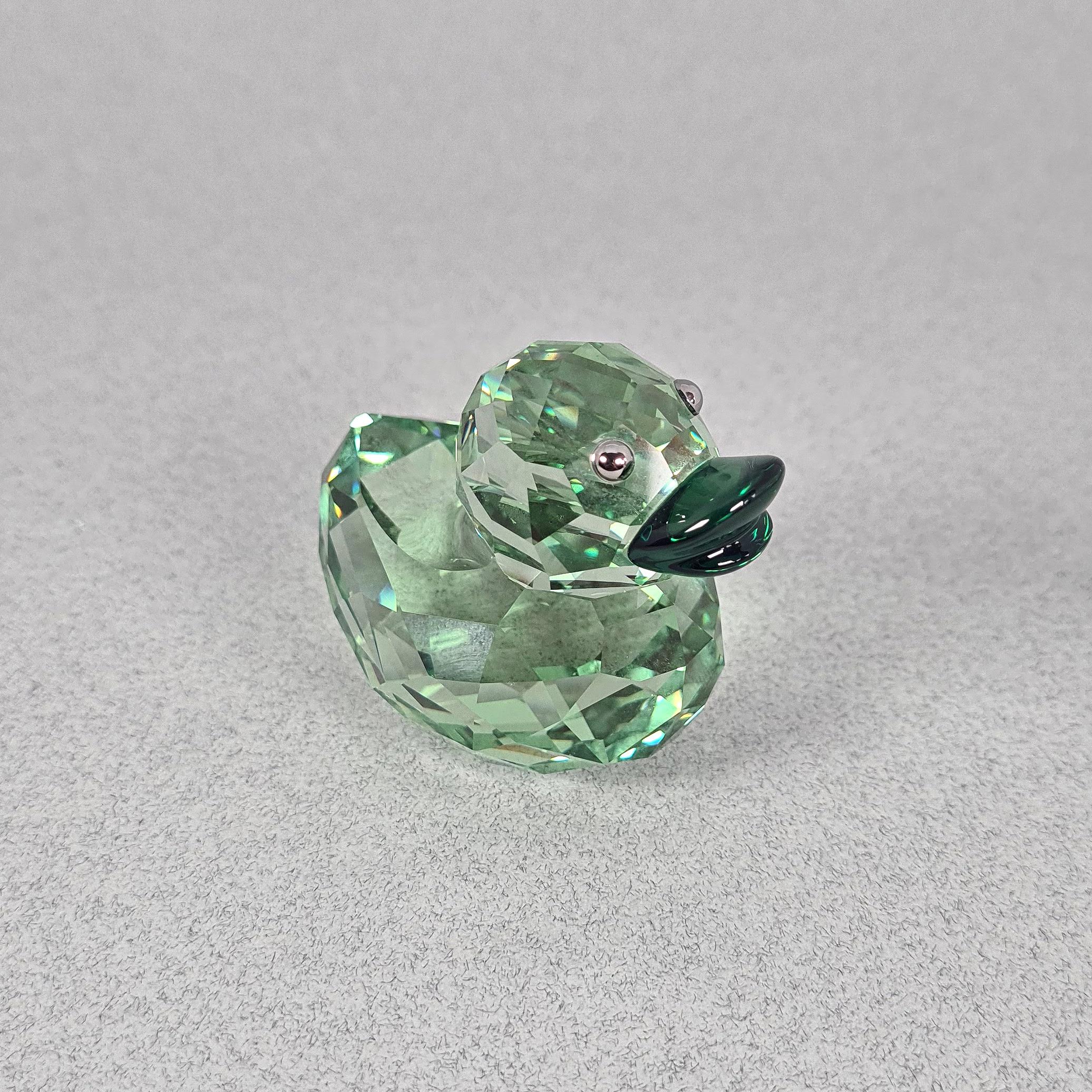 Vintage Swarovski Crystal Happy Birthday Green Duck Figurine