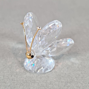 Swarovski Butterfly Gold Antennae Figurine, Crystal Butterfly Ornament, Collectors Swarovski Boxed (SB86)