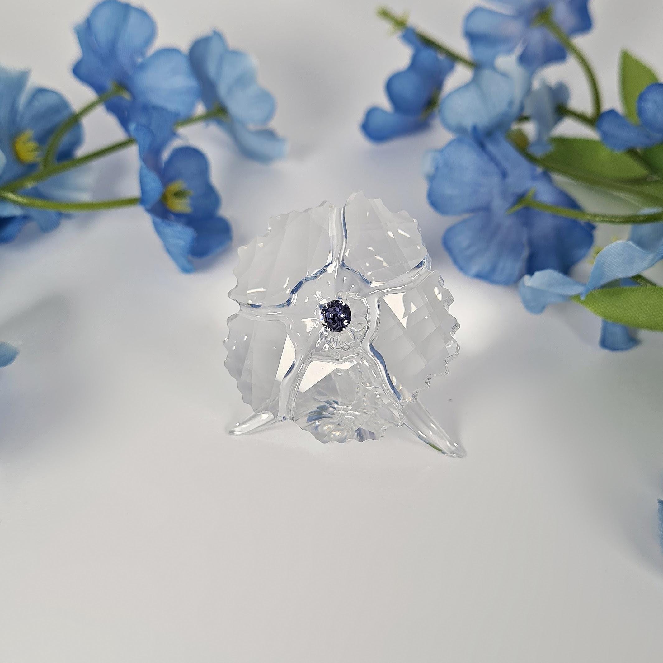 Swarovski Amur Flower Figurine, Crystal Wildflower Purple Centre Ornament, Collectors Swarovski Boxed (S27)