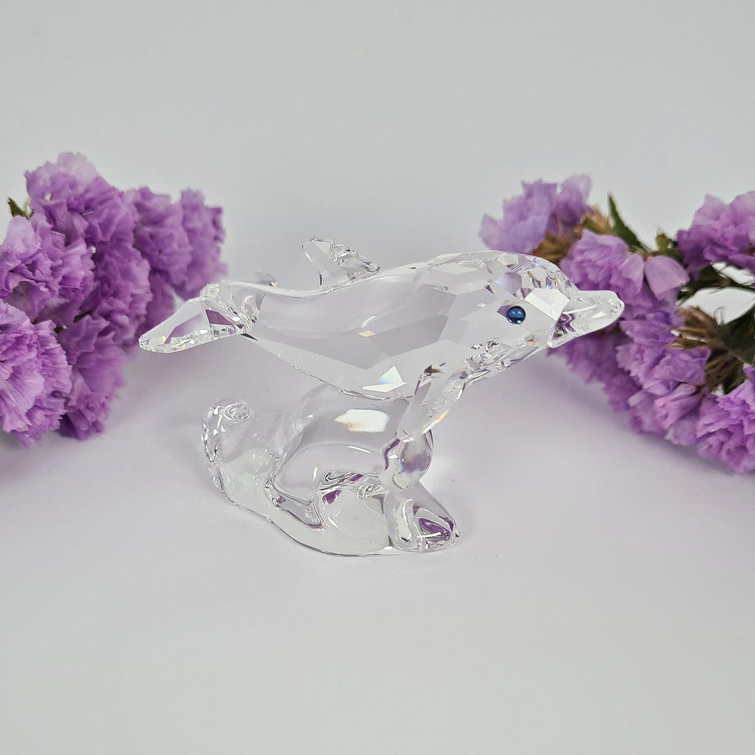 Swarovski Crystal Dolphin Baby, Vintage Swarovski Small