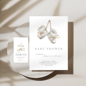 Boho Baby Shower Einladung Vorlage zum Ausdrucken Danke Tag DIY Vorlage Baby Shower Printable Moderne Gender Neutral Baby Shower Invite