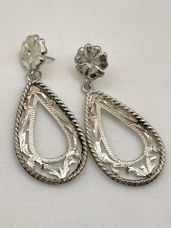 Vintage Filigree Sterling Silver Earrings - image 5