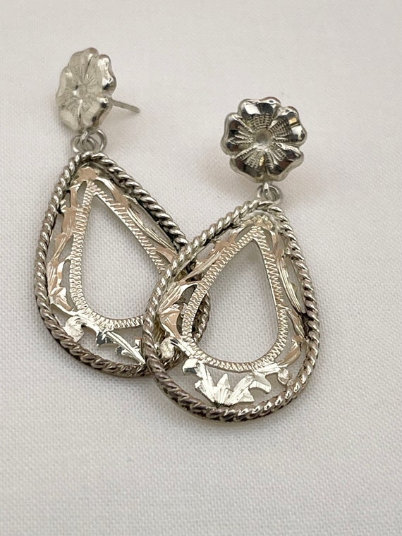 Vintage Filigree Sterling Silver Earrings - image 1