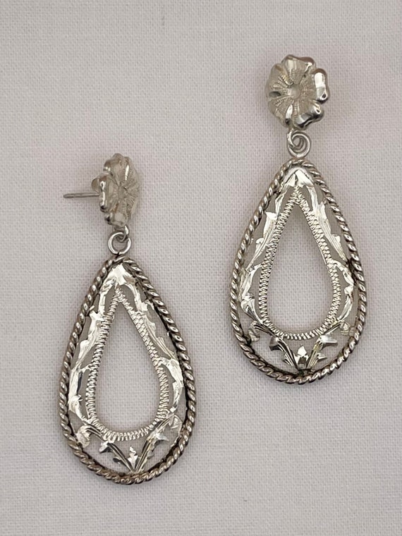 Vintage Filigree Sterling Silver Earrings - image 2