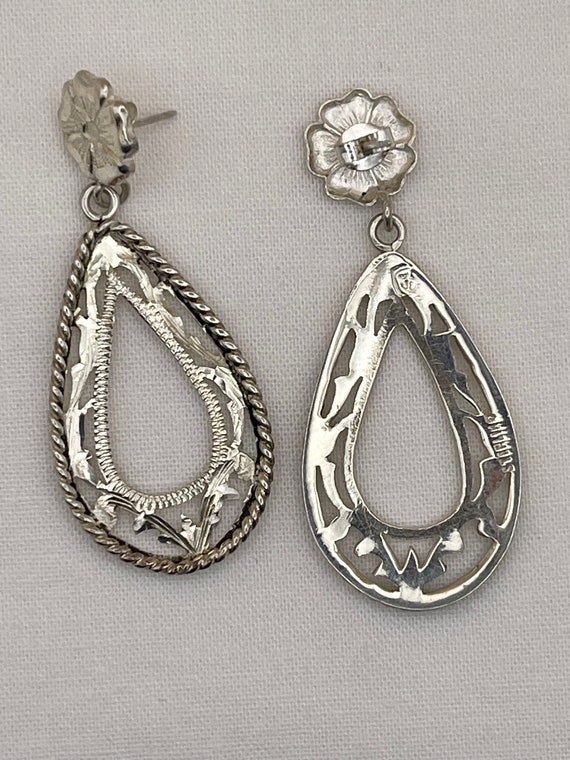 Vintage Filigree Sterling Silver Earrings - image 3