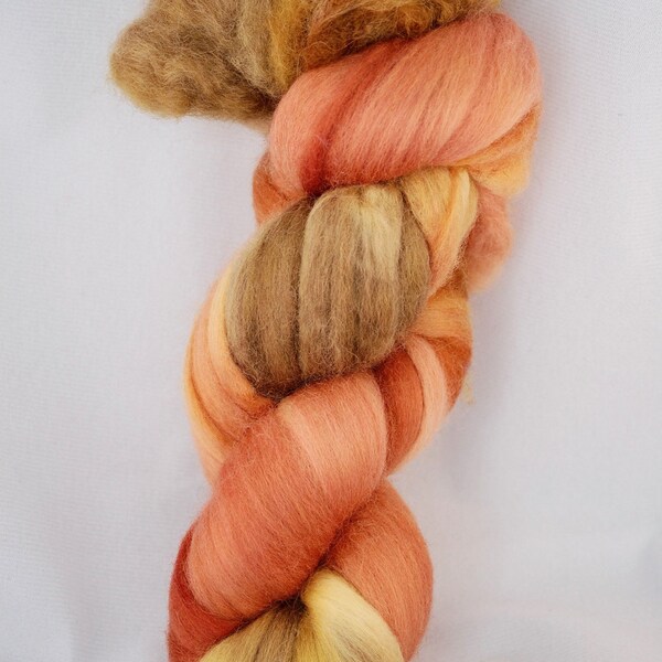 Wildflower Honey Handpainted BFL Roving, 4 Ounces