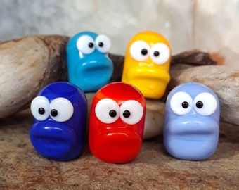Miniature Glass Disgruntled Faces | Tiny Glass Emotions | Handmade Glass Funny Faces | Grumpy Faces | Funny Glass Collectables