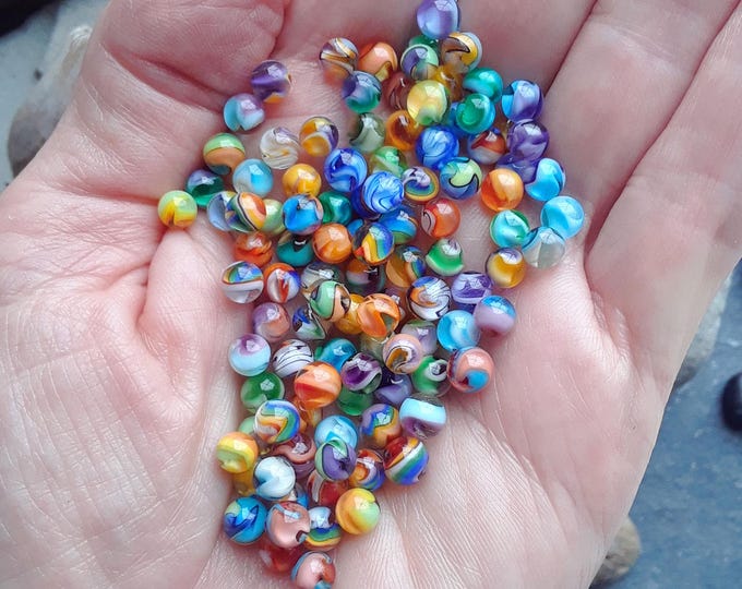 Handmade Mini Glass Marbles: Vibrant Tiny Art Marbles, Set of 100 (5mm ...